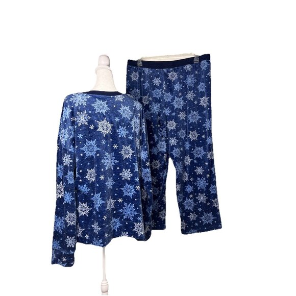 Nautica Women’s Pajama Set Snowflake Blue Soft Stretchy V Neck Sz XL - Picture 6 of 9